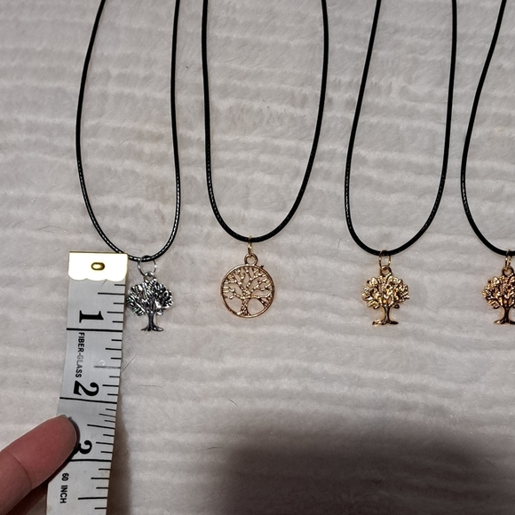 Elegant Gold and Silver Tree Pendant Necklace Set - Picture 5 of 5